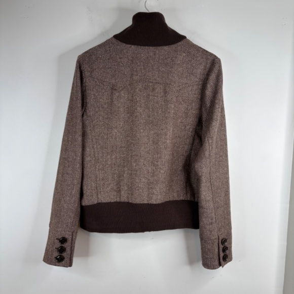 VTG Y2K Delias Wool Bomber Jacket XL Brown Herringbone Pea Coat Retro Punk Skate - Picture 6 of 12